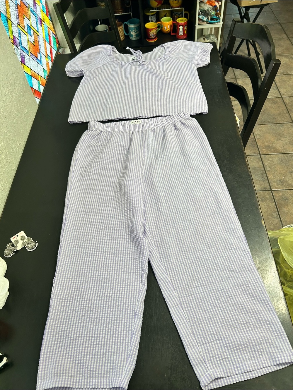 Women Lavender Seersucker Set - Comfortable Two-Piece